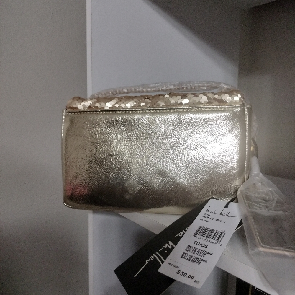 Nicole Miller - Elegant Gold Sequin Handbag - Picture 2 of 3